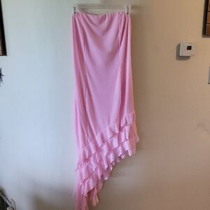 Elegant Pink Ruffled Dress L New